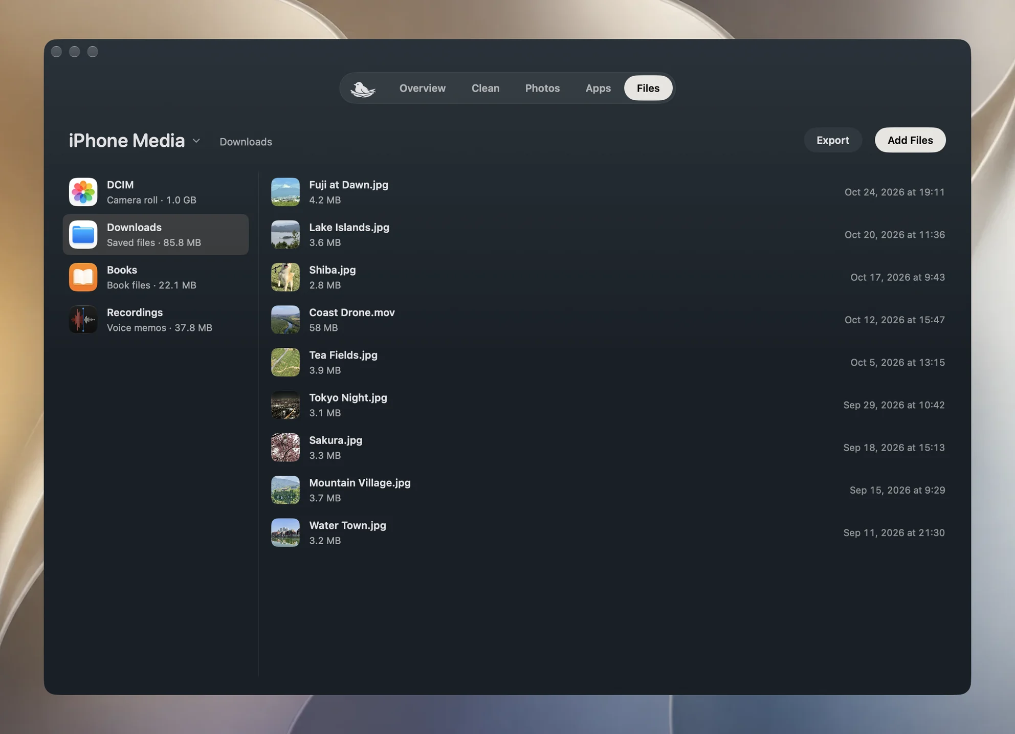 Yado Files: the iPhone's camera, downloads, books and recordings folders, to drag in and out